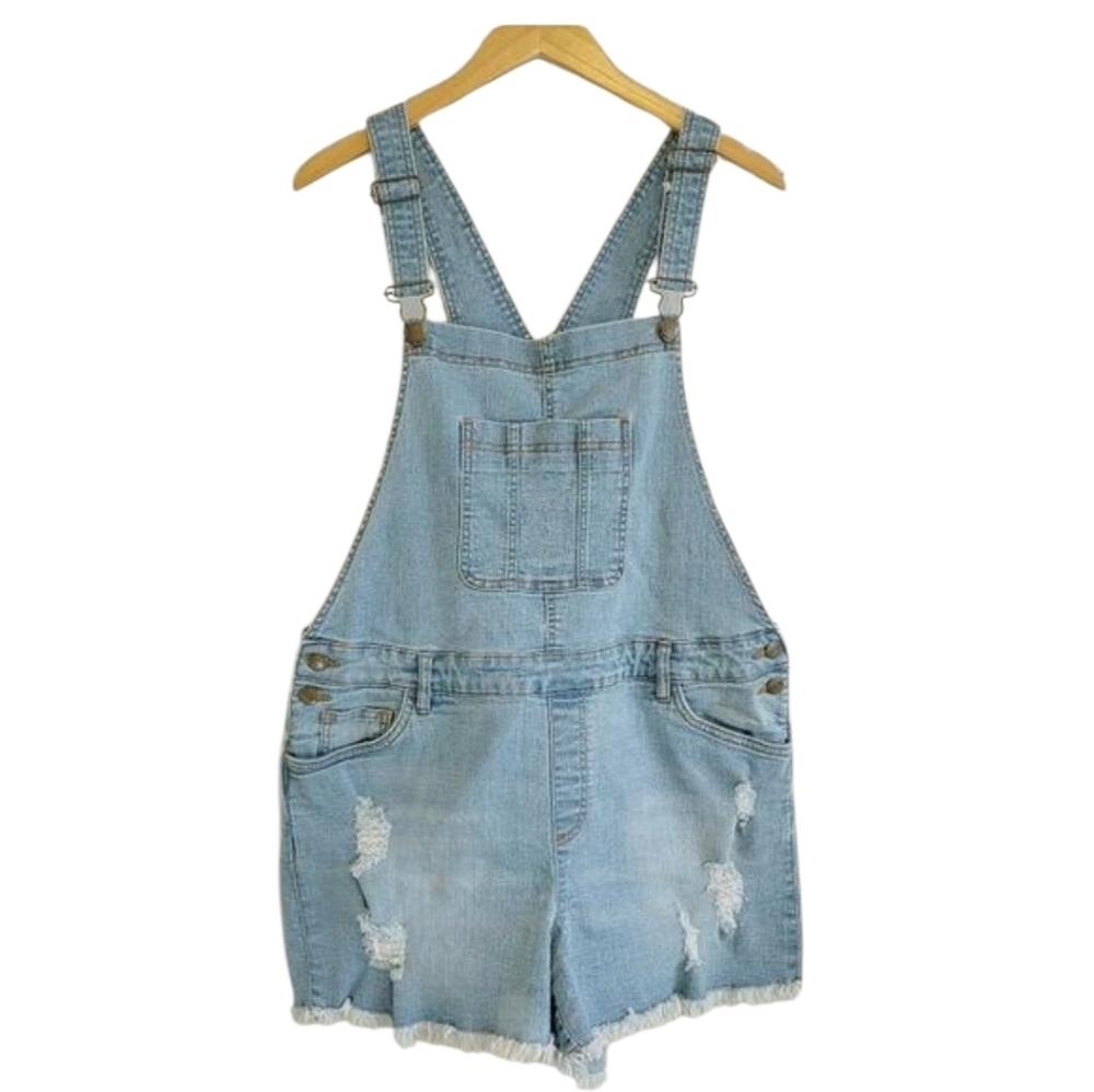 Venus Women's Light Blue Wash Shortalls Sz 14 Summer Casual Beach